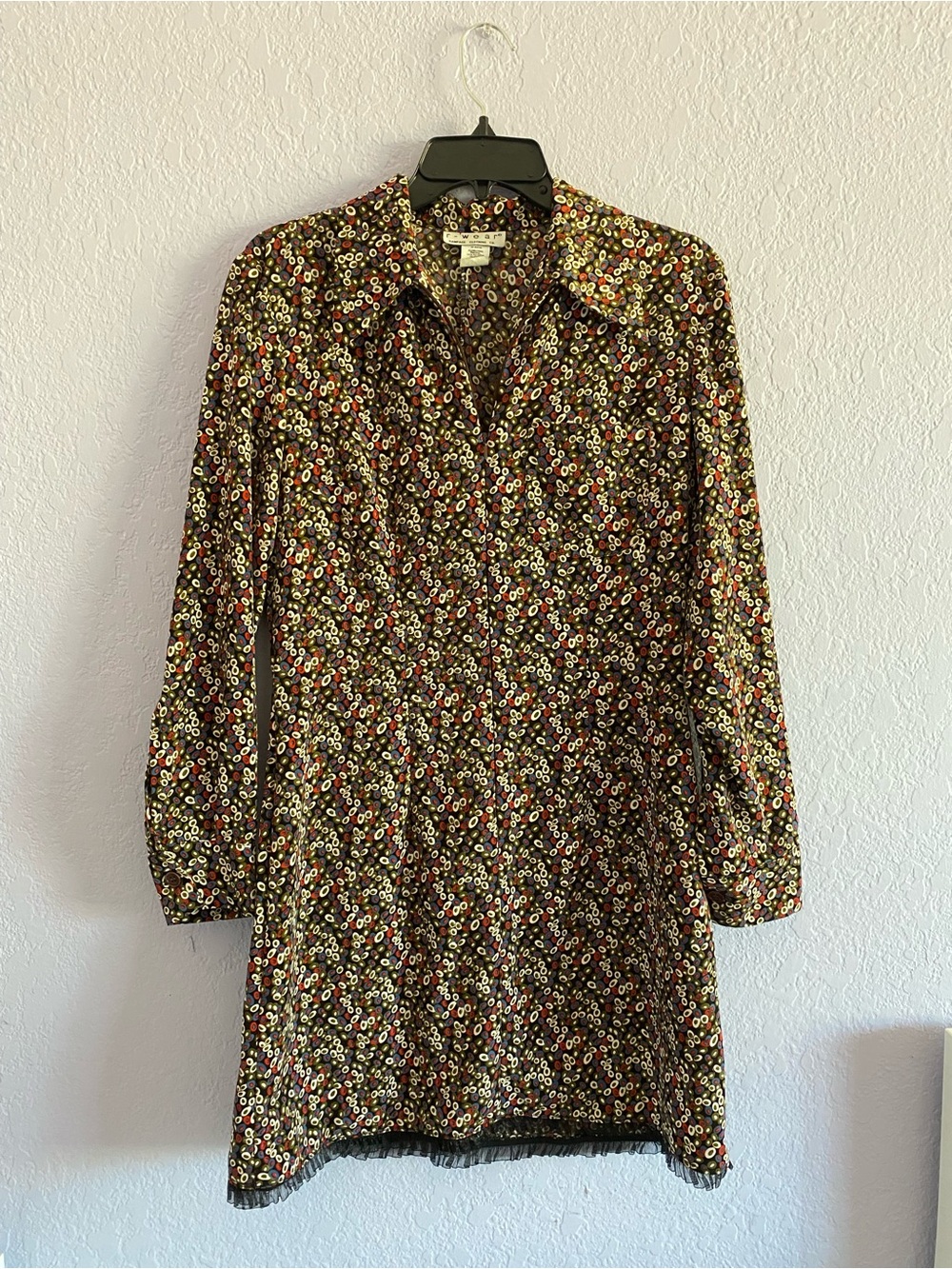 Rampage Brown Multi Color Long-Sleeve Shirt Dress
